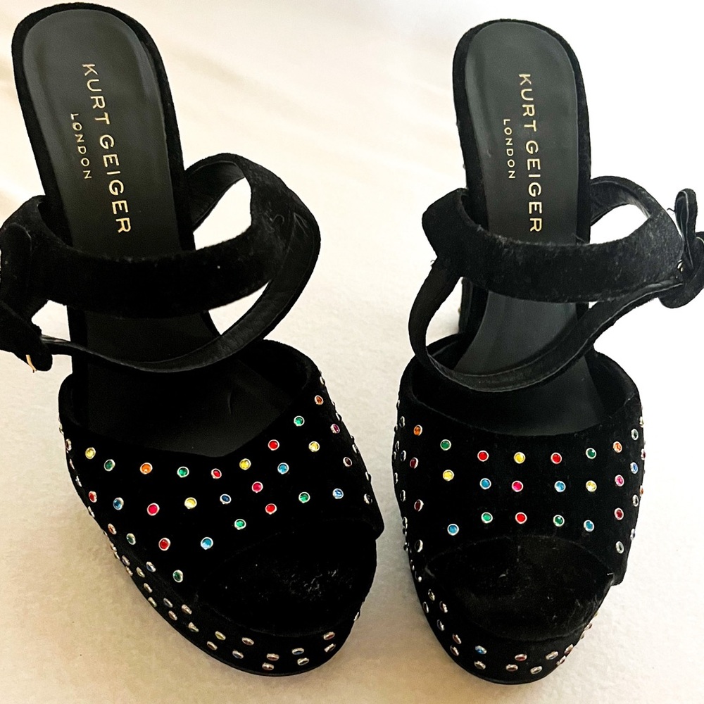 Kurt Geiger Black Sandals with Multicolor Accents